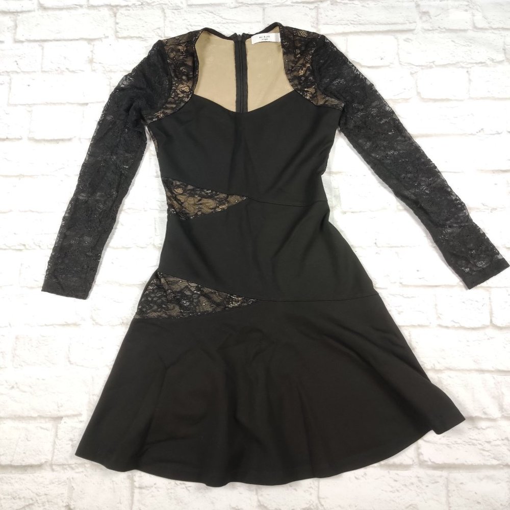 Ali & Jay Los Angeles womens long sleeve lace a-line mini dress black zip sz S